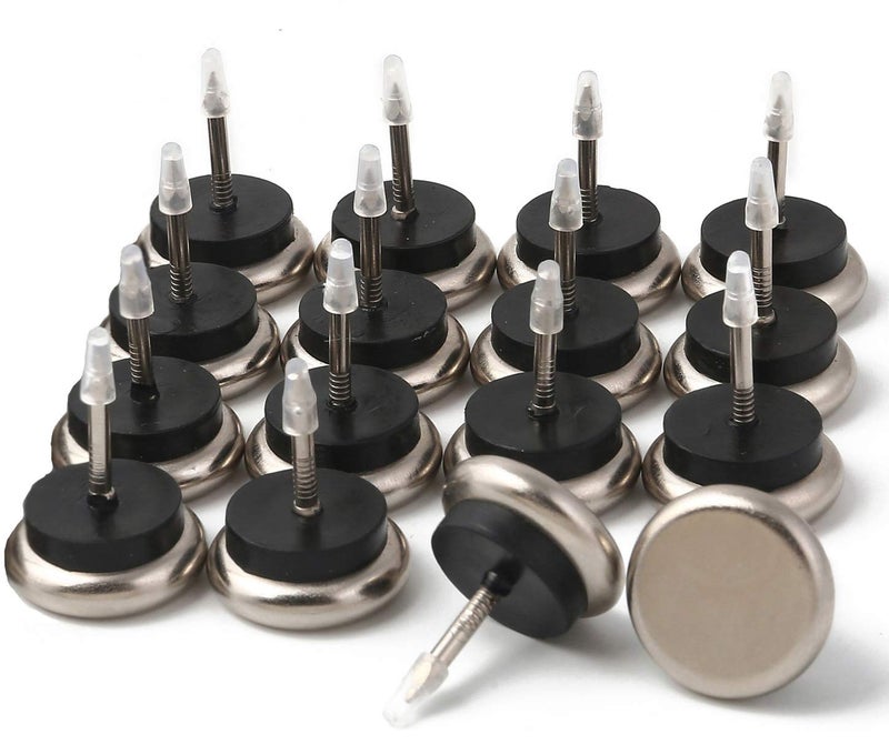 Furnigear Dia Nail On Furniture Glides for Chairs, Tables - Furnigear Nickel Base Cushioned Furniture Nails - Allowing Chairs to Glide Effortlessly Over Carpet Floors (1-1/4"", 16 Pack-Gray) - Image 1